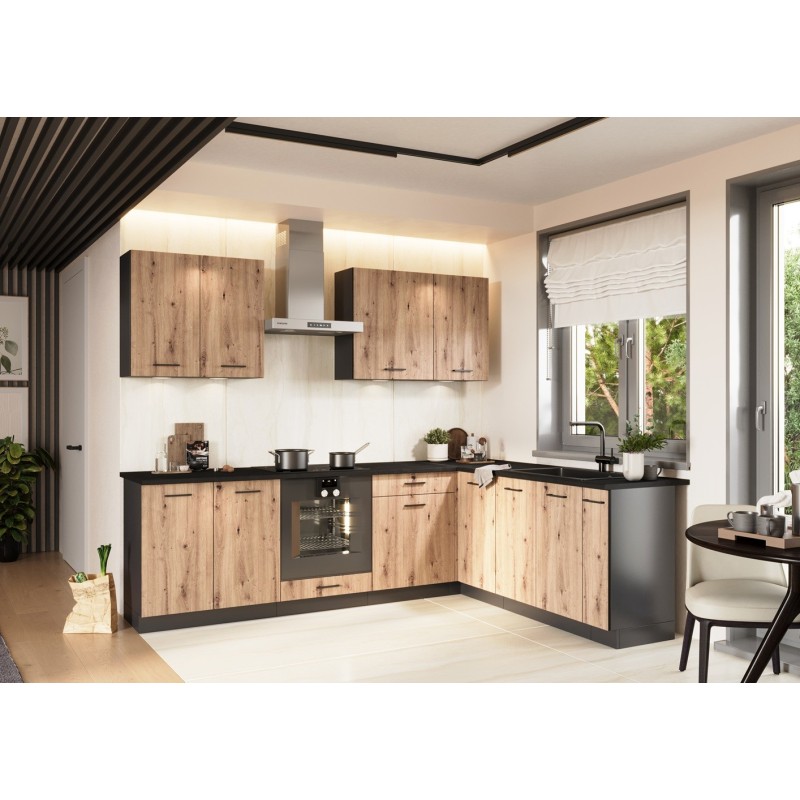 Vooby Project Lumia – Cuisine en L bois clair & graphite 2,6 × 2,0 m Vooby Project Lumia – Cuisine en L bois clair & graphite 2,6 × 2,0 m